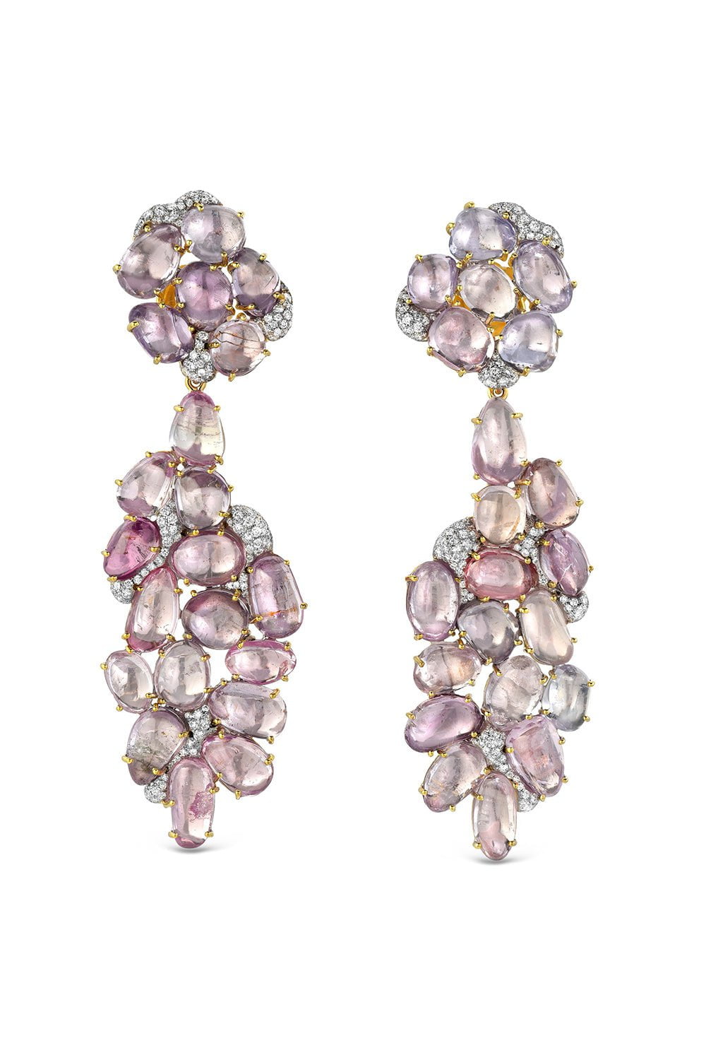 VICTOR VELYAN-Pink Sapphire Diamond Earrings-YELLOW GOLD