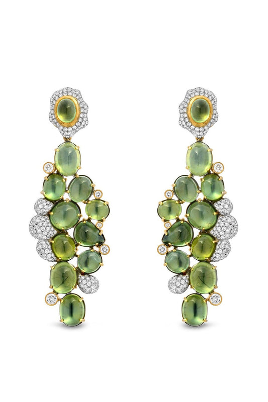 VICTOR VELYAN-Prehnite Diamond Earrings-YELLOW GOLD