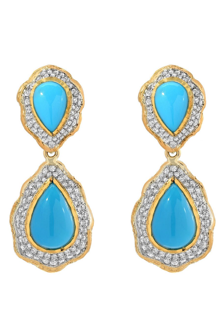 VICTOR VELYAN-Turquoise Diamond Earrings-YELLOW GOLD