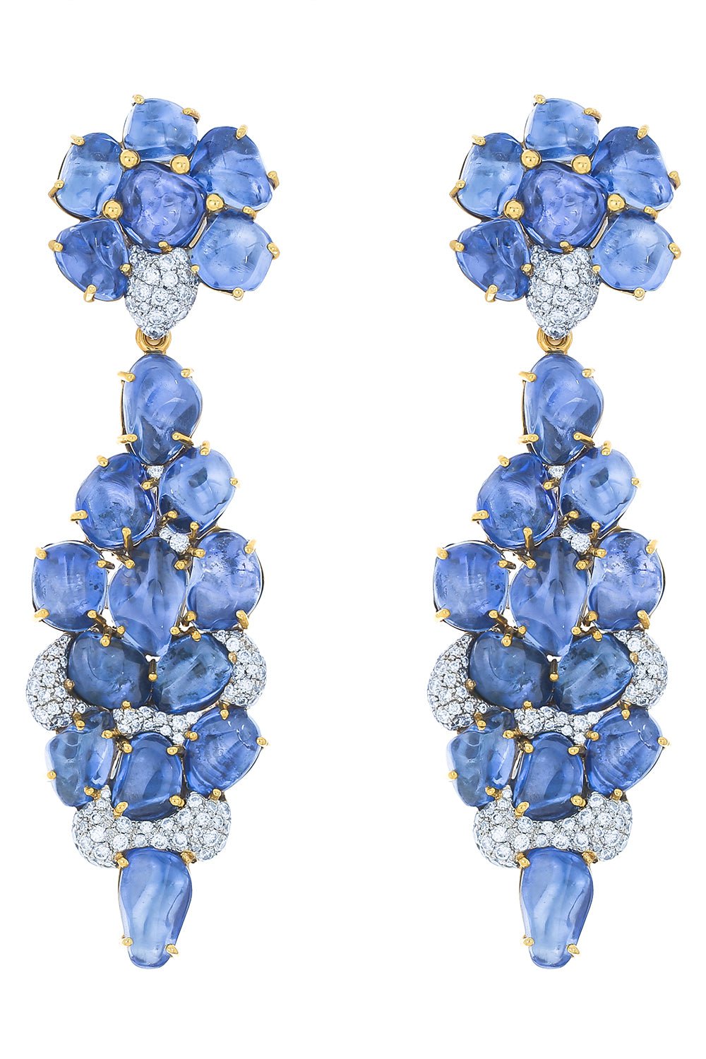 VICTOR VELYAN-Blue Sapphire Drop Earrings-YELLOW GOLD