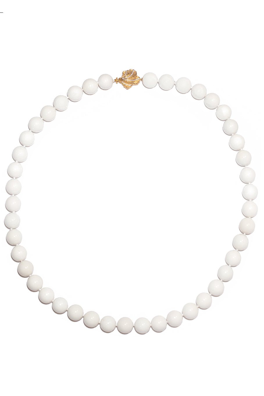 VICTOR VELYAN-Cacholong Bead Diamond Clasp Necklace-YELLOW GOLD