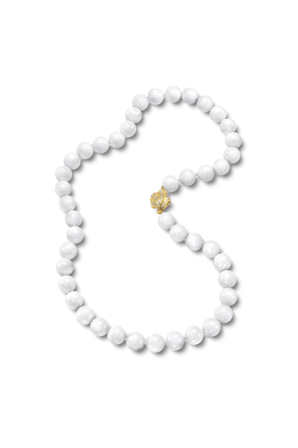 VICTOR VELYAN-Cacholong Diamond Necklace-YELLOW GOLD