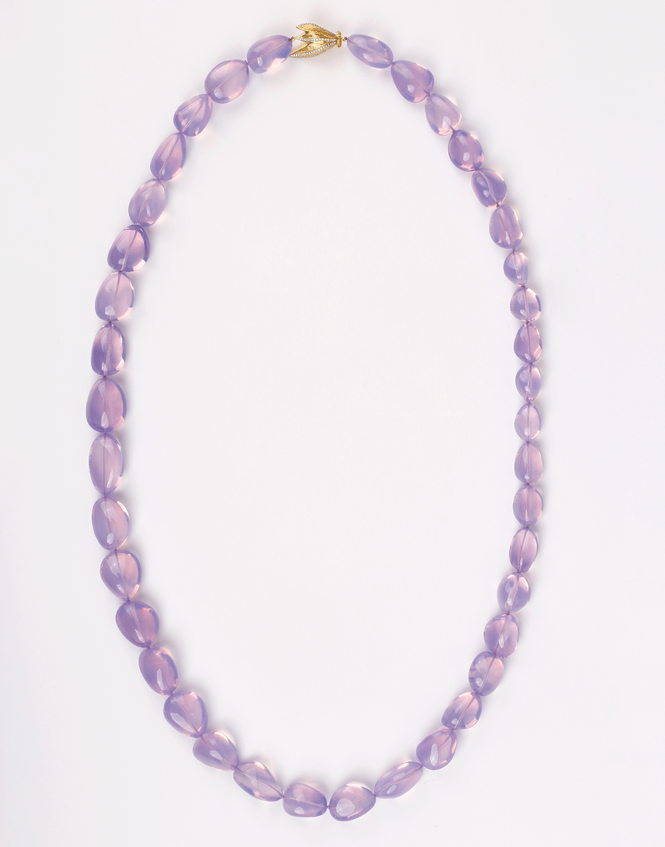 VICTOR VELYAN-Moon Quartz Beaded Necklace-YELLOW GOLD