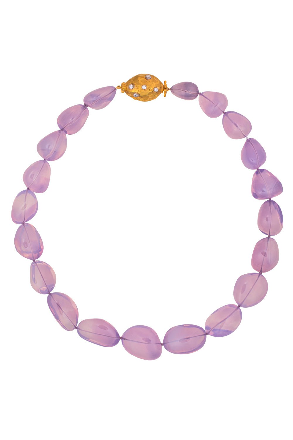 VICTOR VELYAN-Moon Quartz Diamond Necklace-YELLOW GOLD