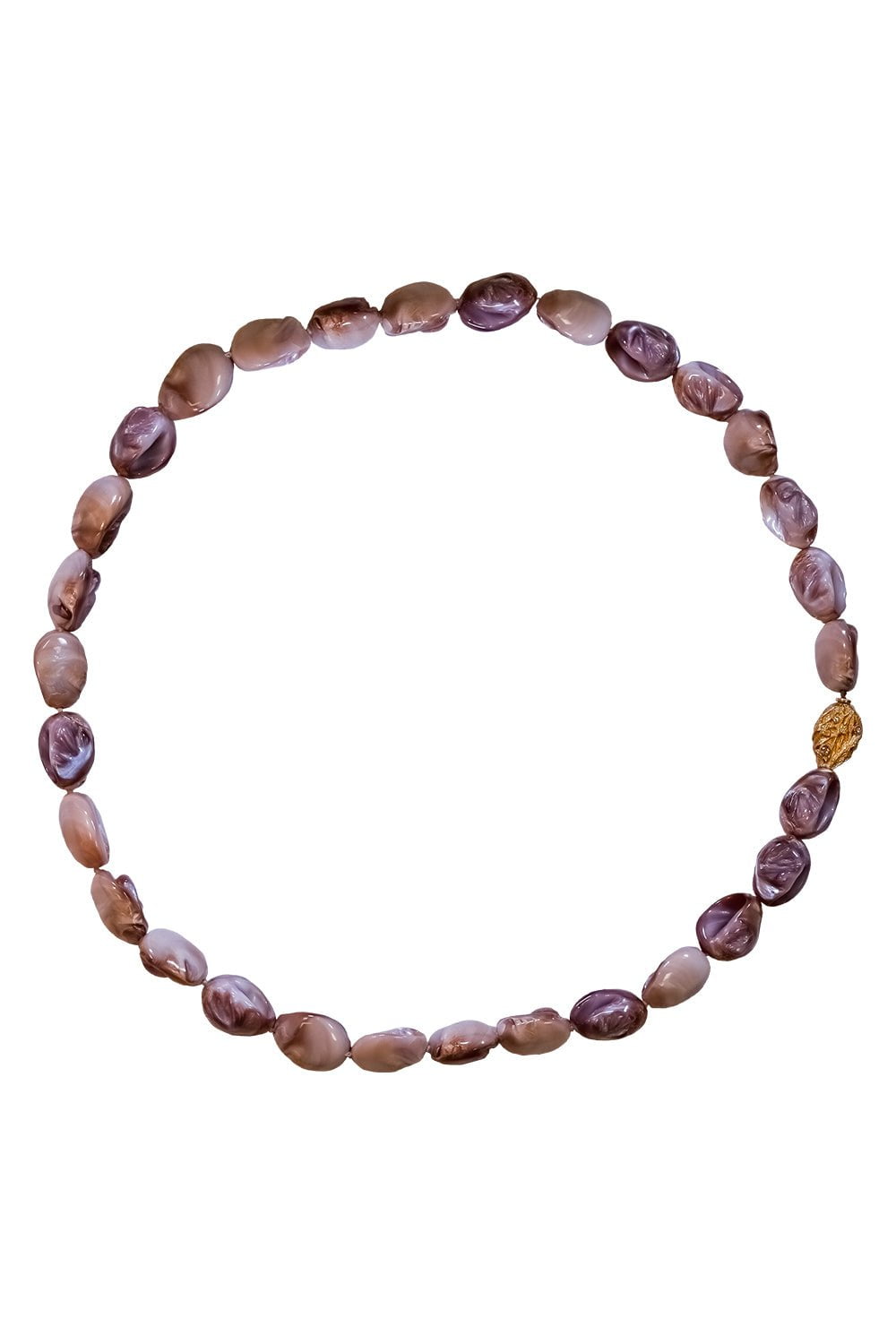 VICTOR VELYAN-Pearl Moonstone Necklace-YELLOW GOLD