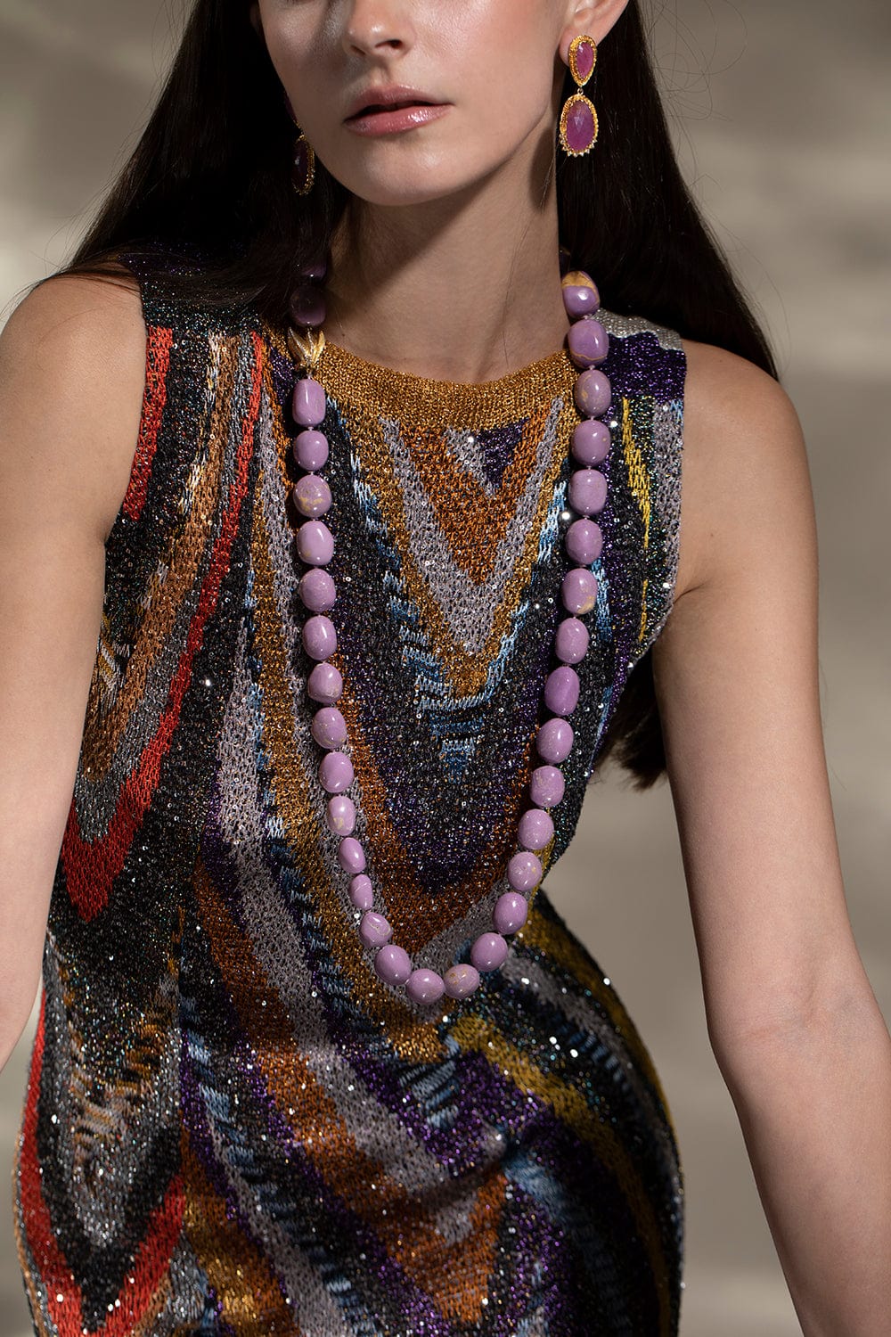 VICTOR VELYAN-Phosphosiderite Bead Necklace-YELLOW GOLD
