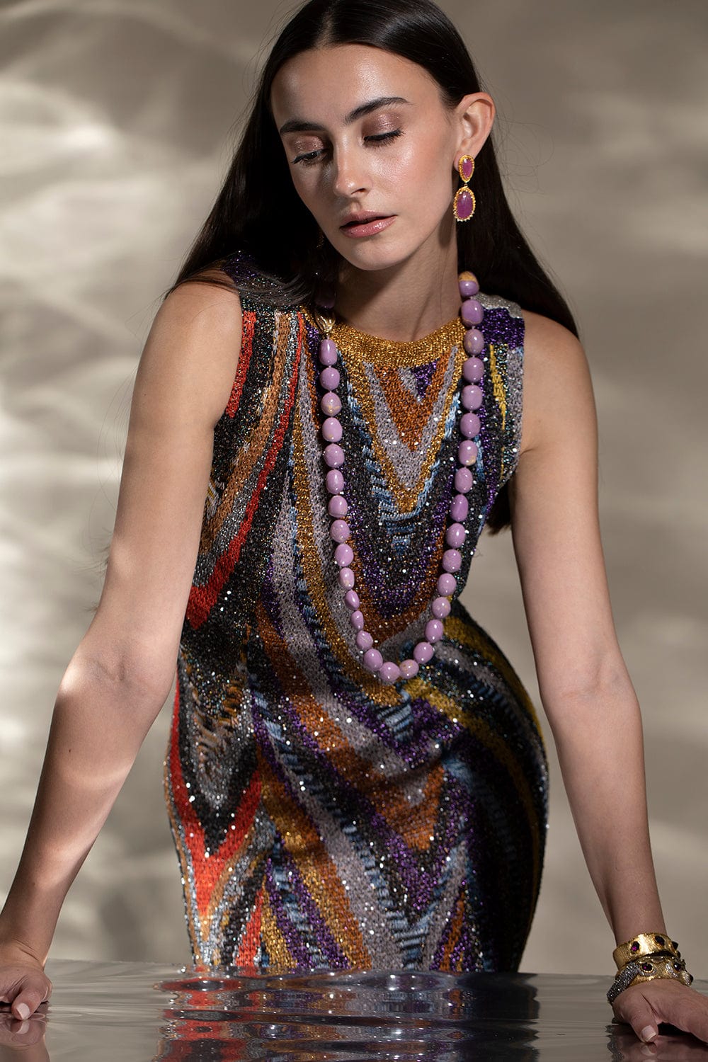 VICTOR VELYAN-Phosphosiderite Bead Necklace-YELLOW GOLD