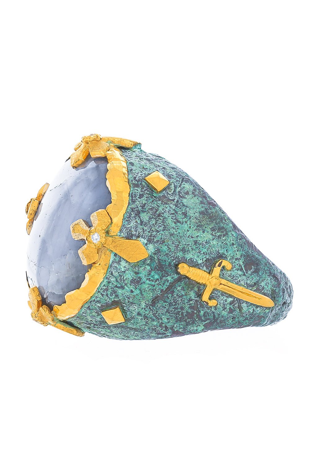 VICTOR VELYAN-Silver Sapphire Diamond Ring-SILVER