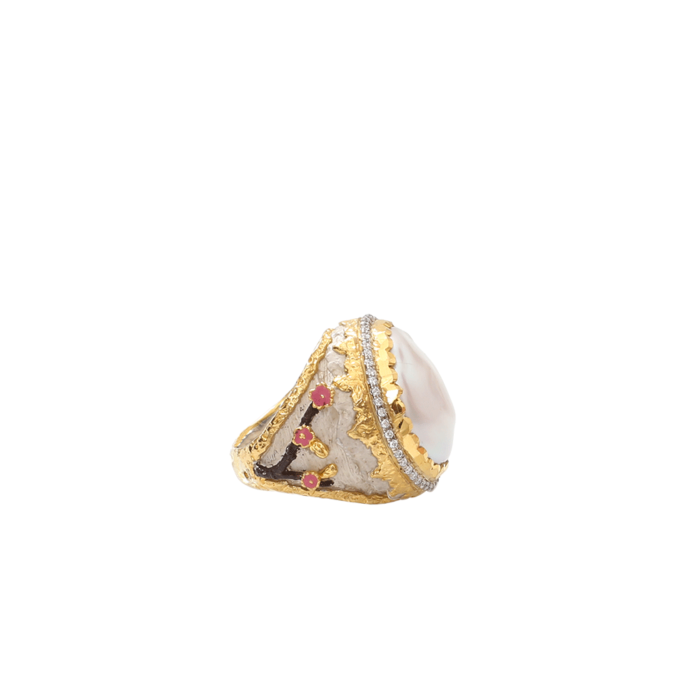 VICTOR VELYAN-Cherry Blossom Round Pearl Ring-SILVER