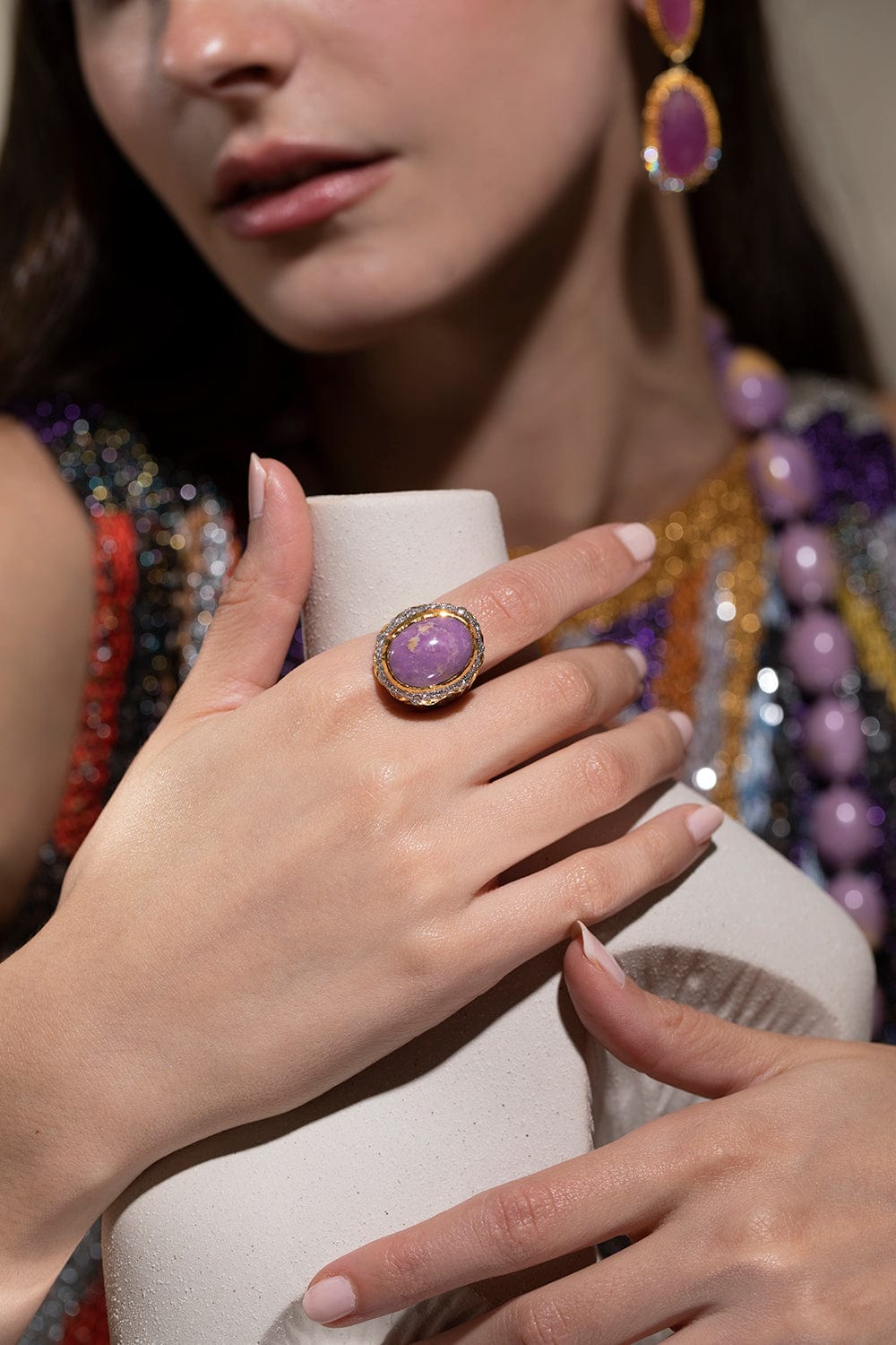 VICTOR VELYAN-Phosphosiderite Diamond Ring-YELLOW GOLD