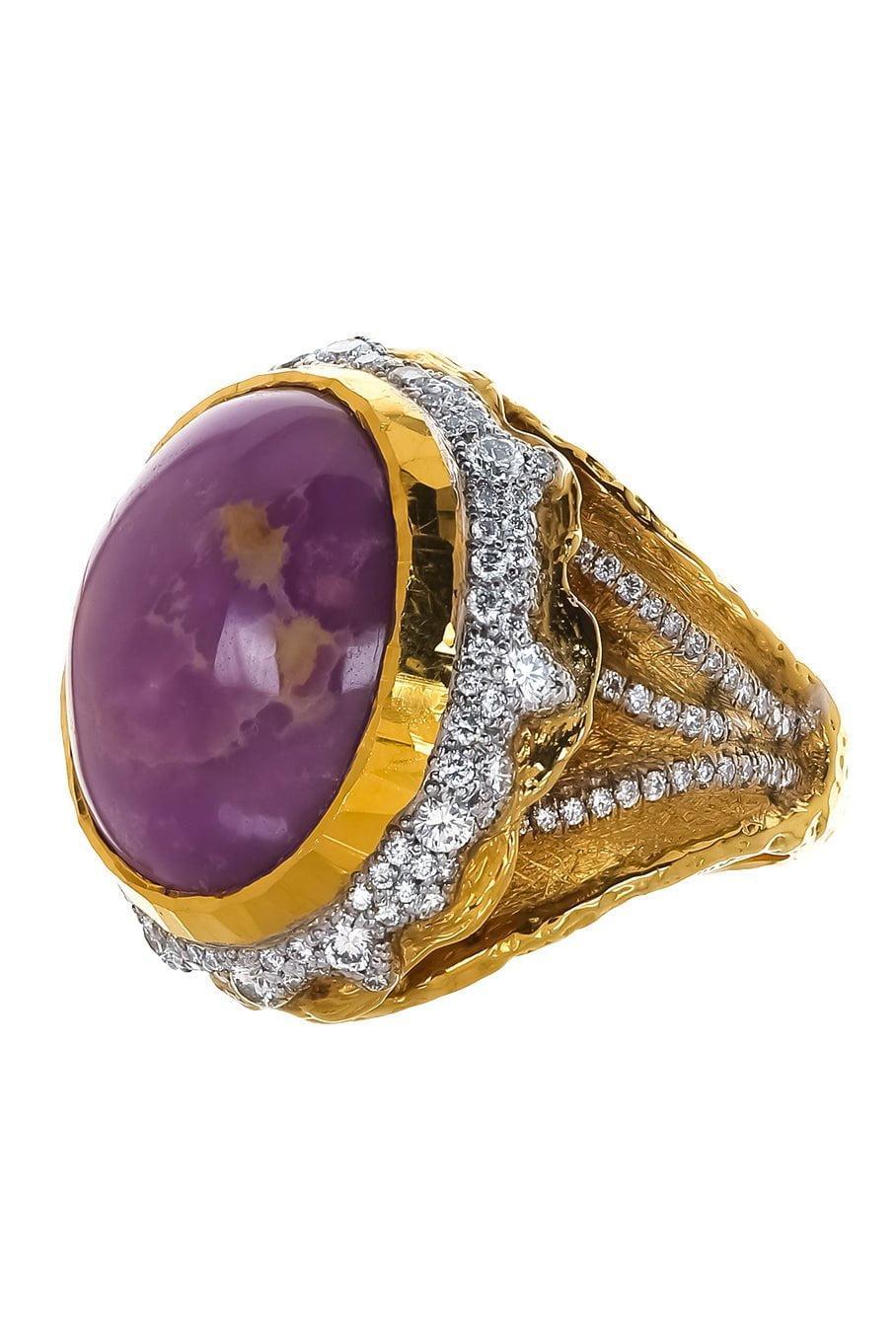 VICTOR VELYAN-Phosphosiderite Diamond Ring-YELLOW GOLD