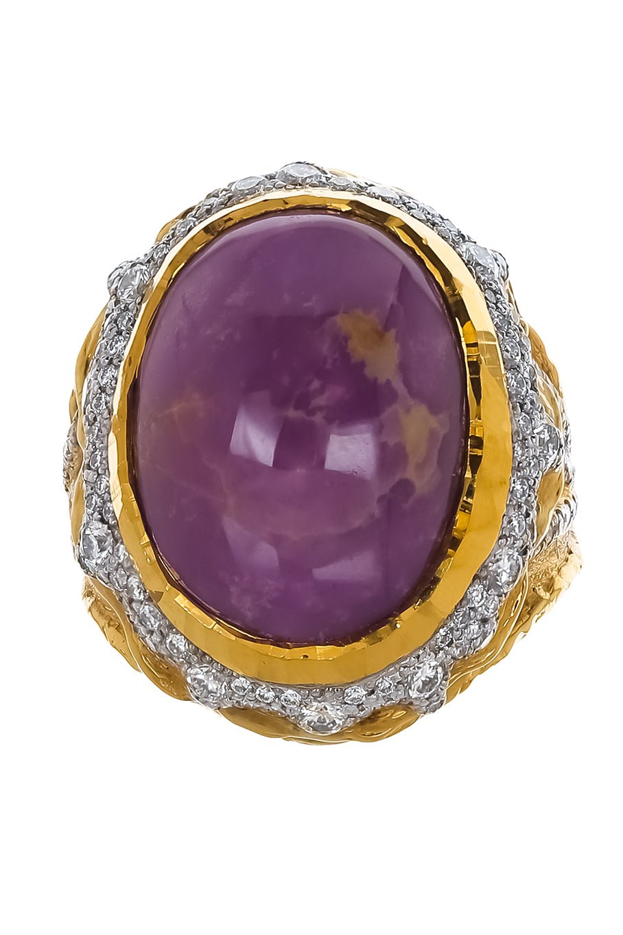 VICTOR VELYAN-Phosphosiderite Diamond Ring-YELLOW GOLD