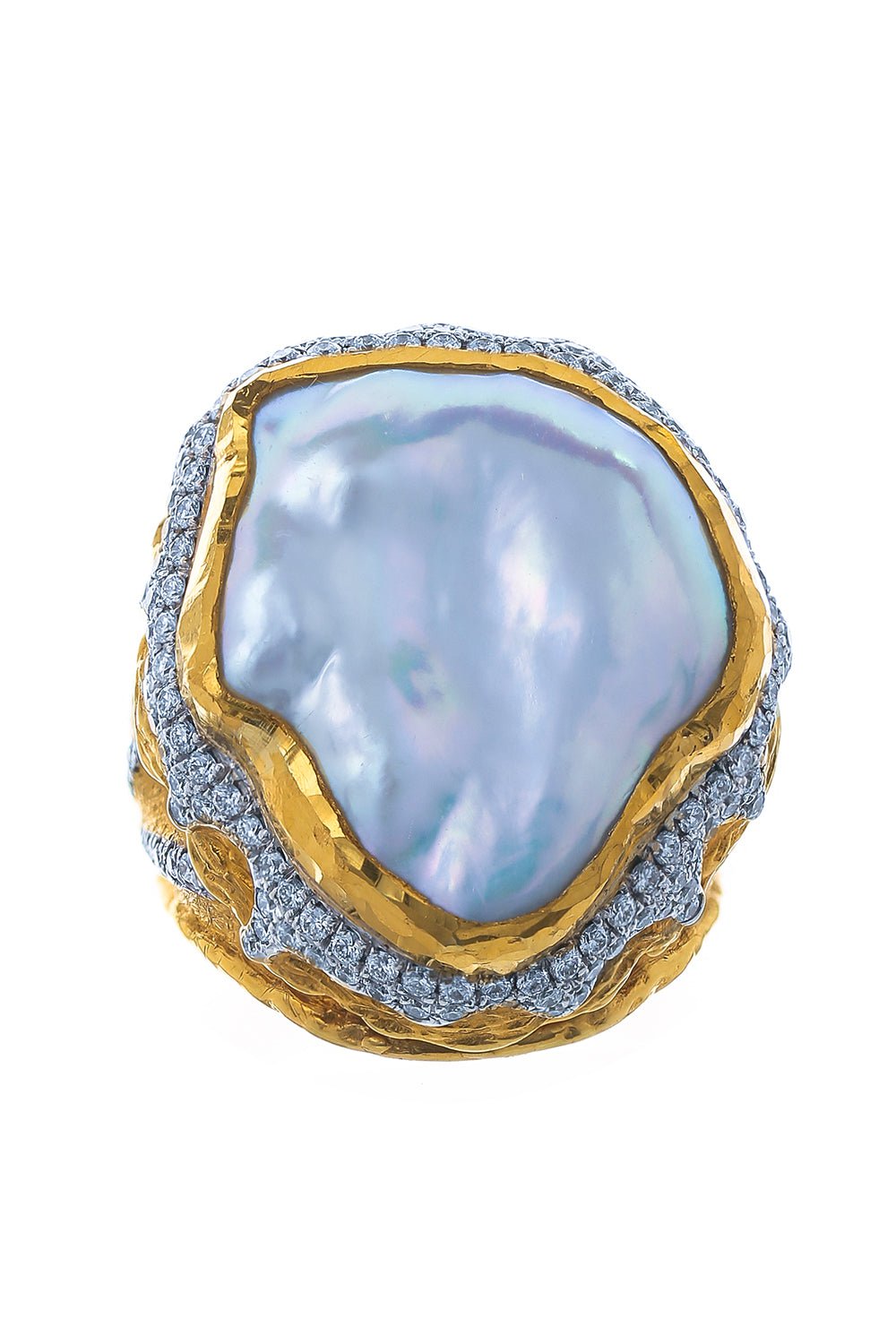 VICTOR VELYAN-Pearl Diamond Ring-YELLOW GOLD