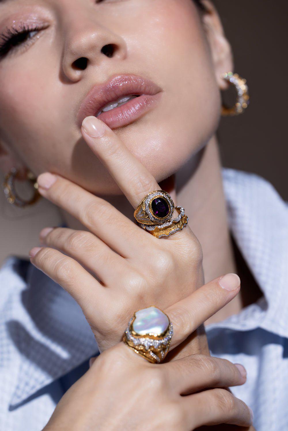 VICTOR VELYAN-Diamond Edge Ring-YELLOW GOLD