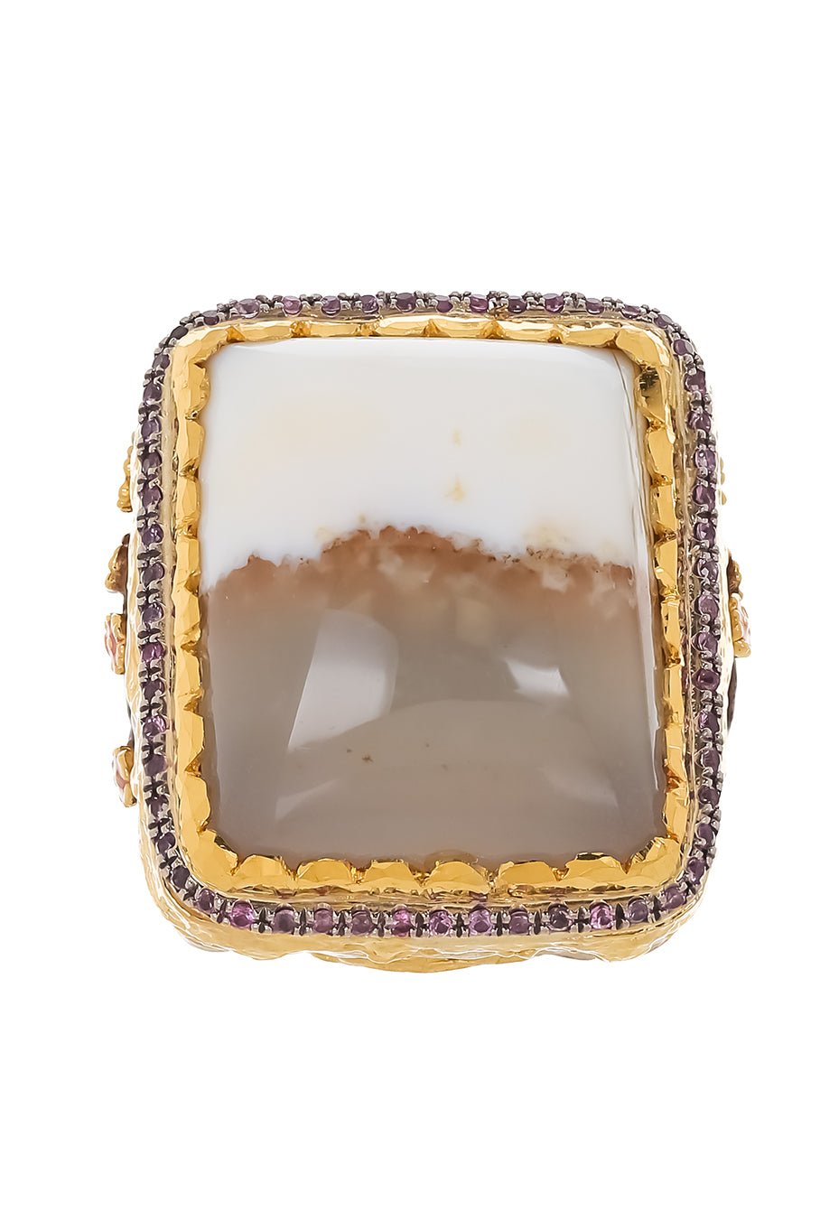VICTOR VELYAN-White Opal Pink Sapphire Ring-YELLOW GOLD