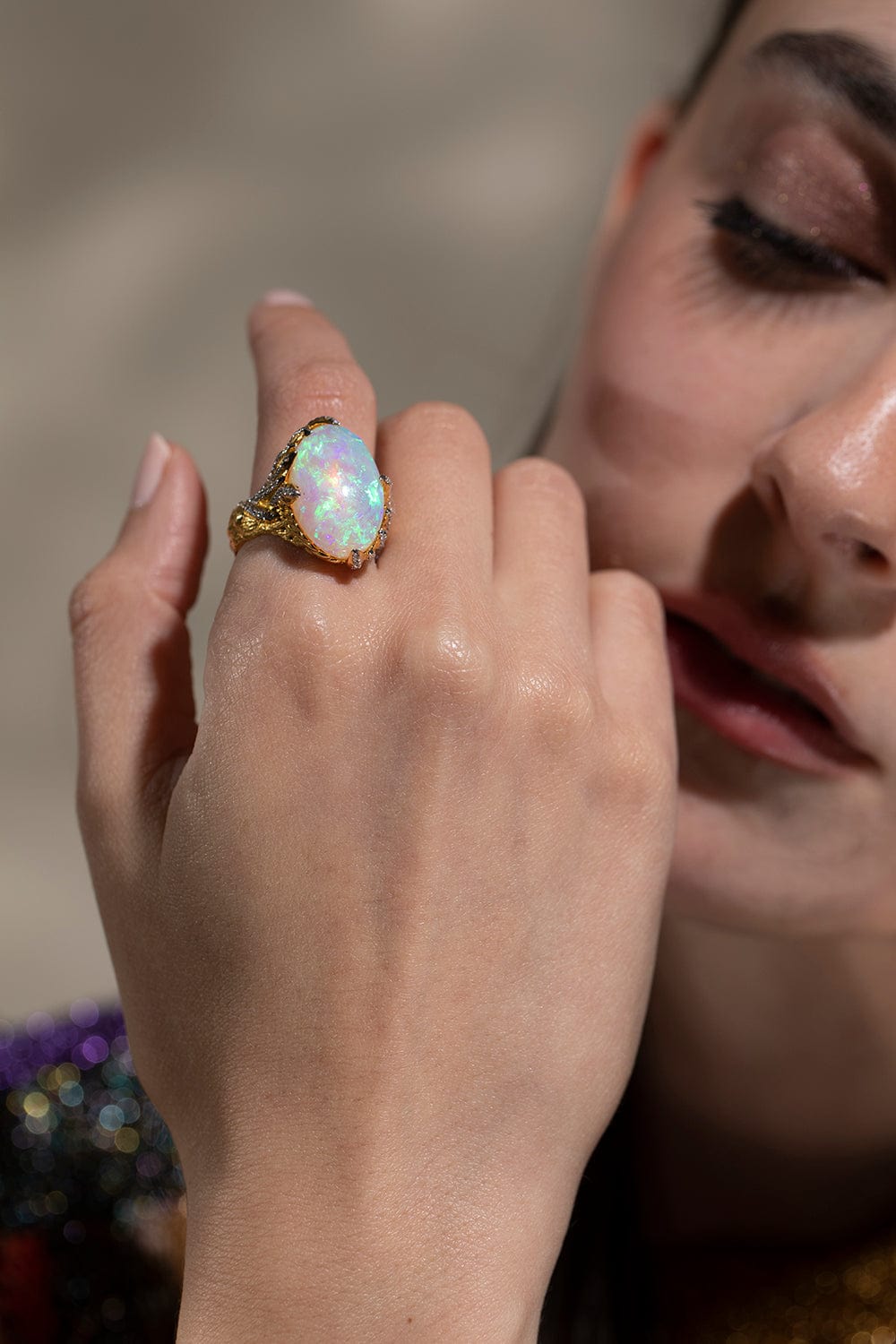 VICTOR VELYAN-Australian Opal Diamond Ring-YELLOW GOLD