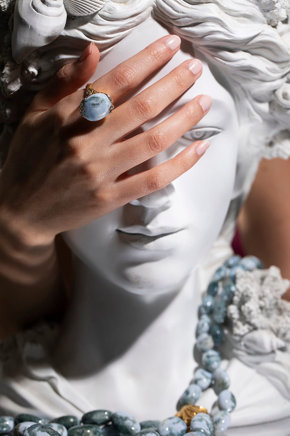 VICTOR VELYAN-Blue Opal Diamond Ring-YELLOW GOLD