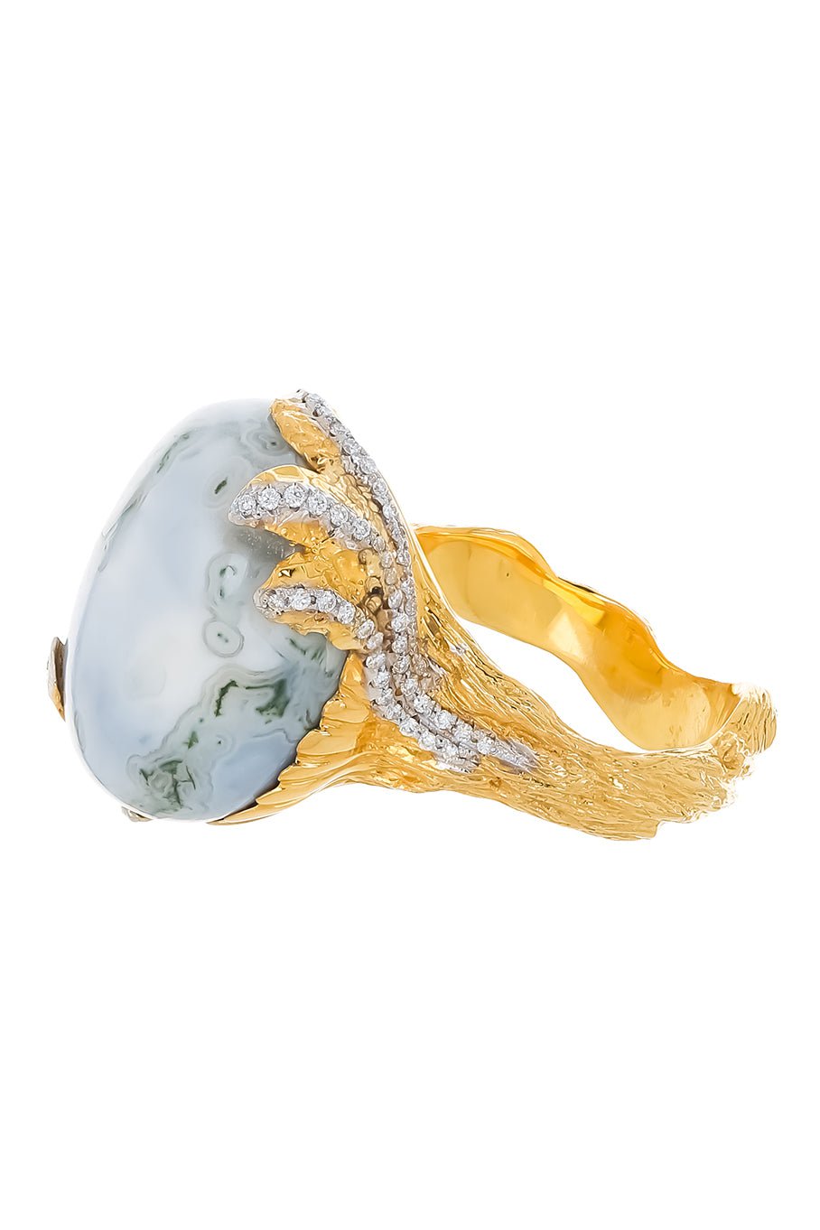 VICTOR VELYAN-Blue Opal Diamond Ring-YELLOW GOLD