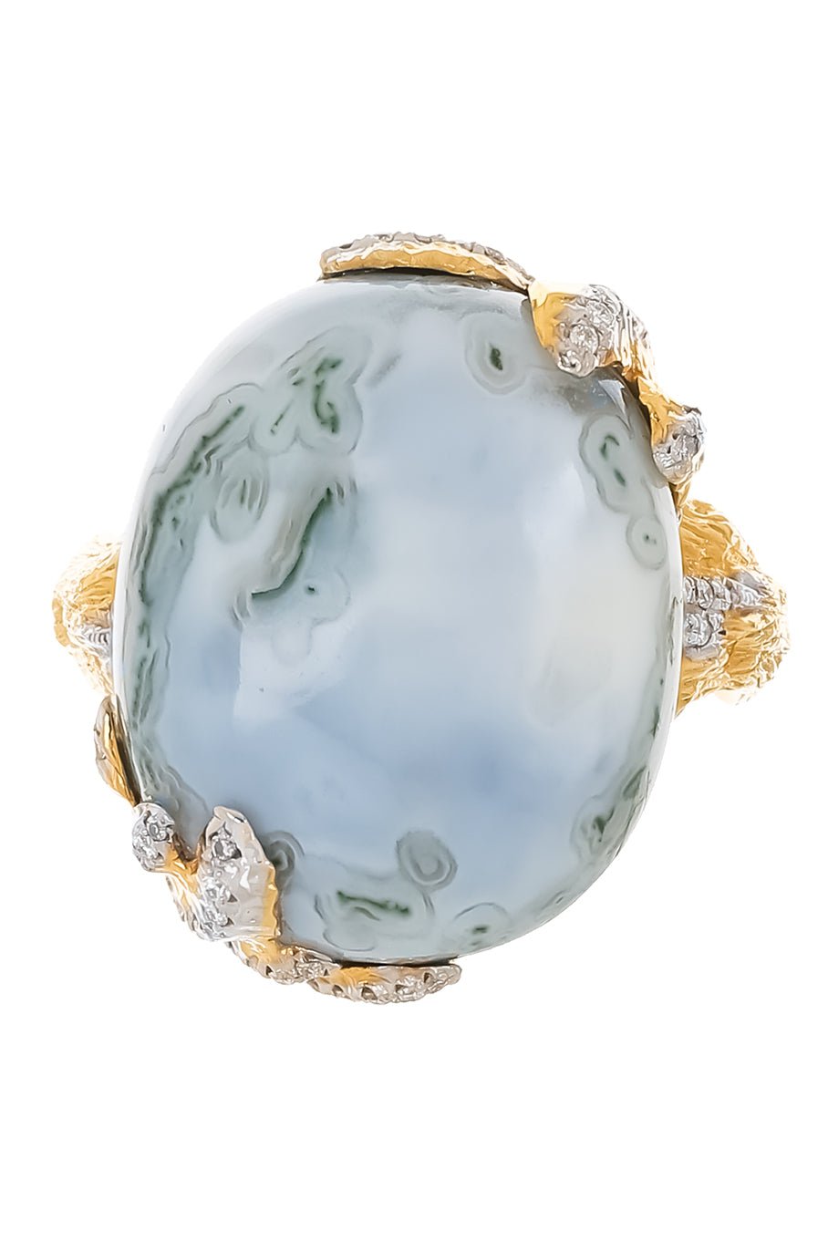 VICTOR VELYAN-Blue Opal Diamond Ring-YELLOW GOLD