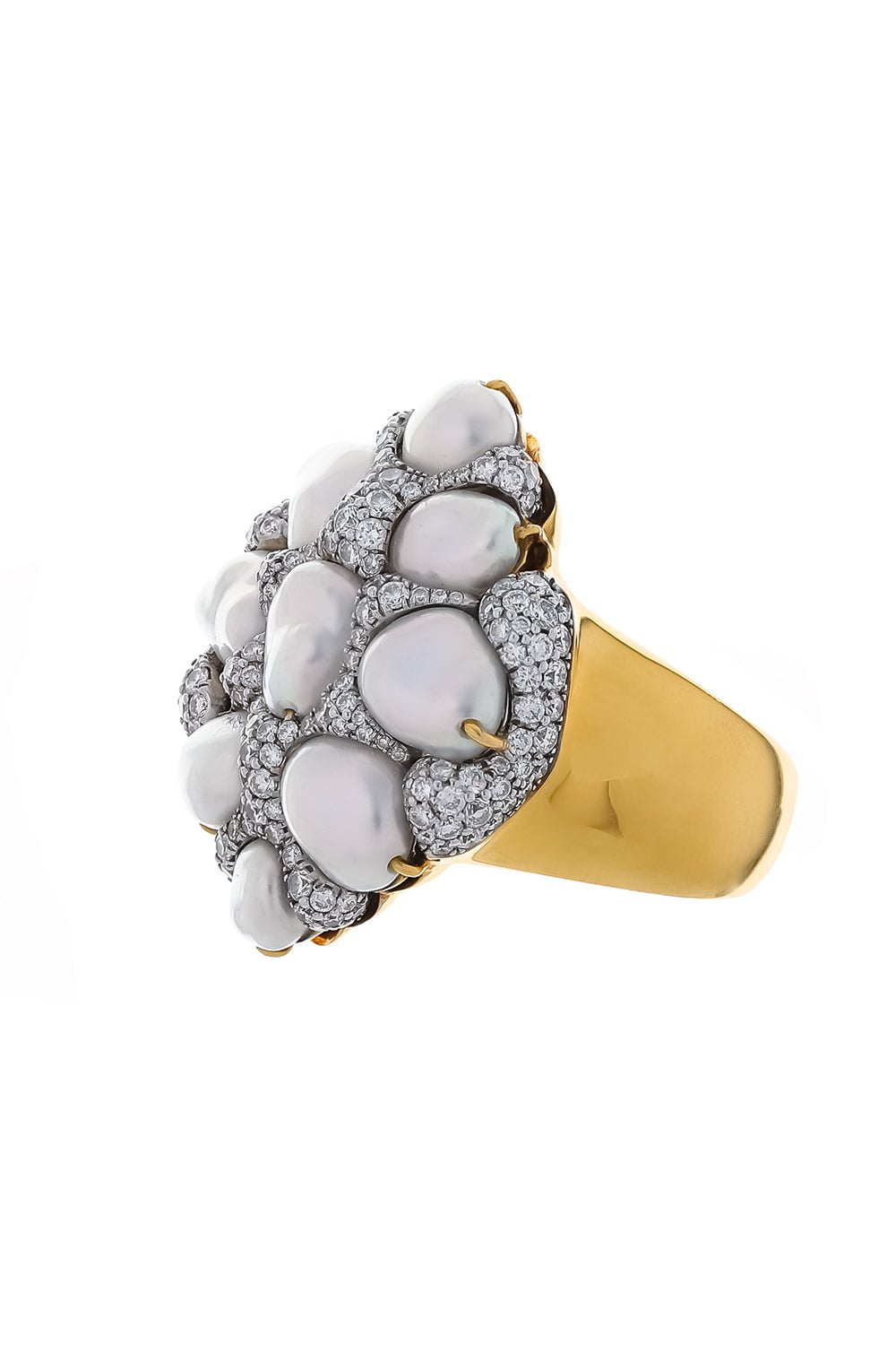 VICTOR VELYAN-Diamond Pearl Mozaic Ring-YELLOW GOLD