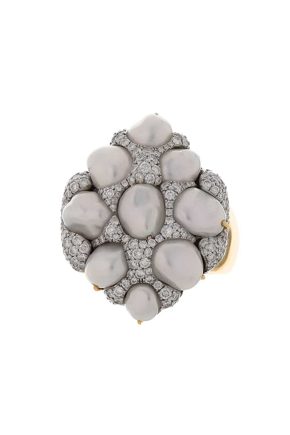 VICTOR VELYAN-Diamond Pearl Mozaic Ring-YELLOW GOLD