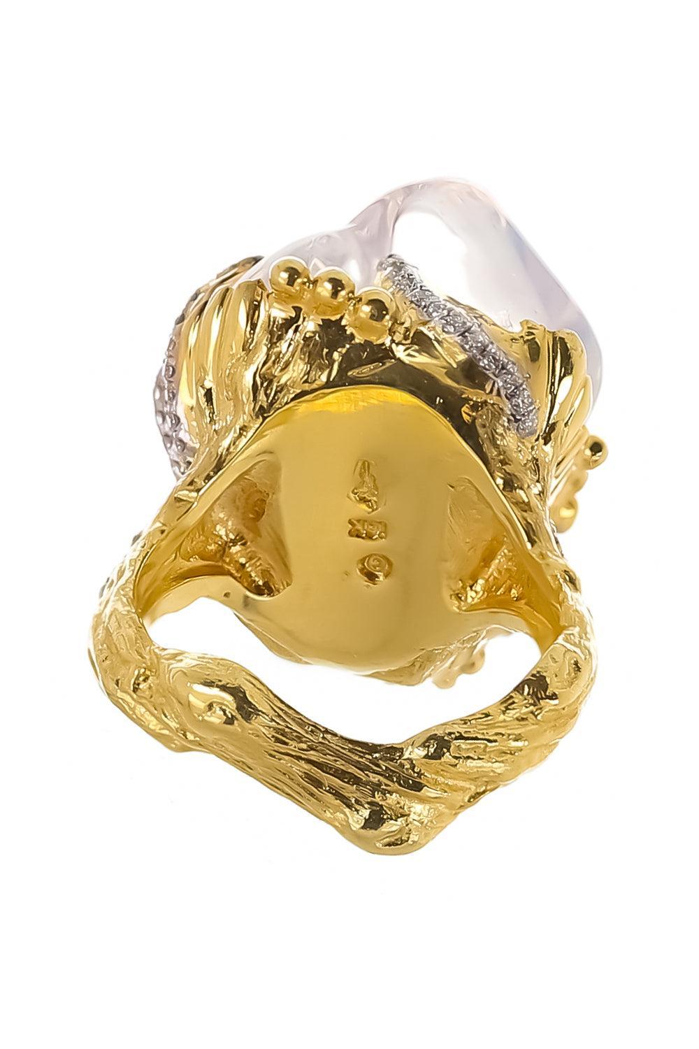 Clear Mexican Fire Opal Ring-YELLOW GOLD-7.5-JEWELRYFINE JEWELRING-VICTOR VELYAN