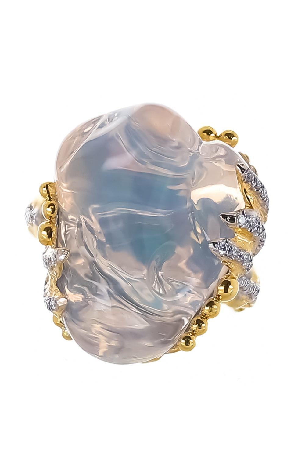 Clear Mexican Fire Opal Ring-YELLOW GOLD-7.5-JEWELRYFINE JEWELRING-VICTOR VELYAN