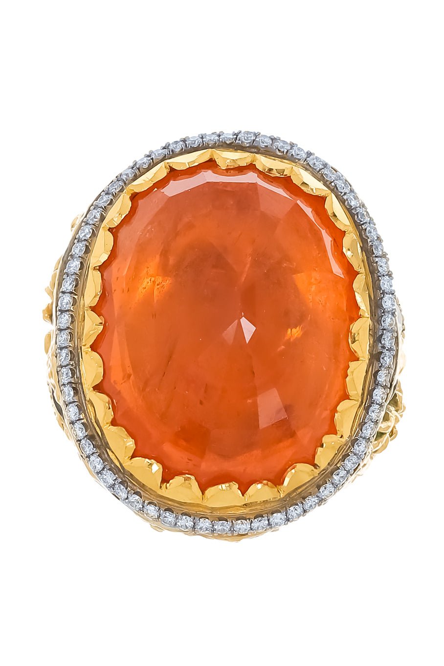 VICTOR VELYAN-Spesartite Garnet Diamond Ring-YELLOW GOLD