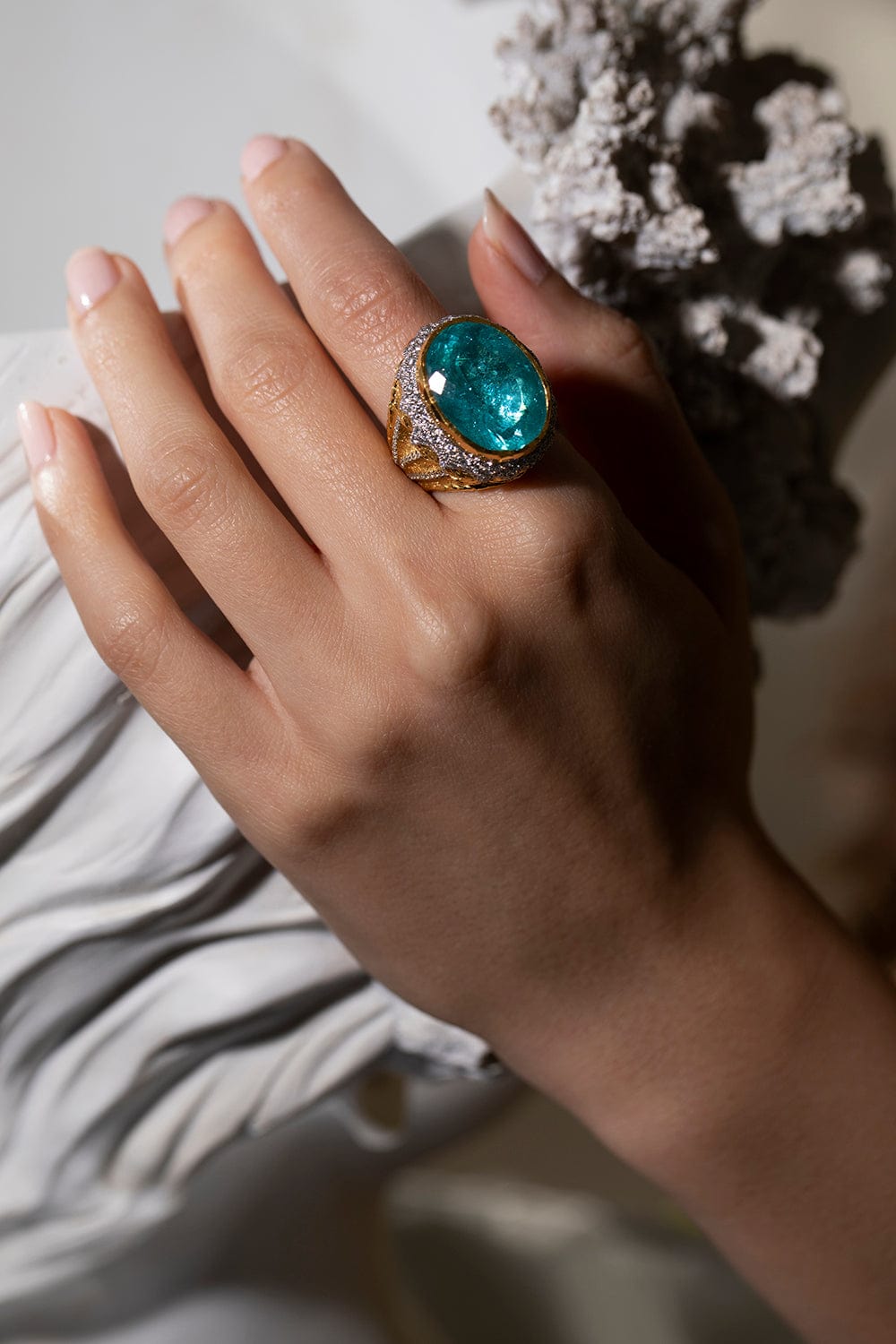 VICTOR VELYAN-Paraiba Diamond Ring-YELLOW GOLD