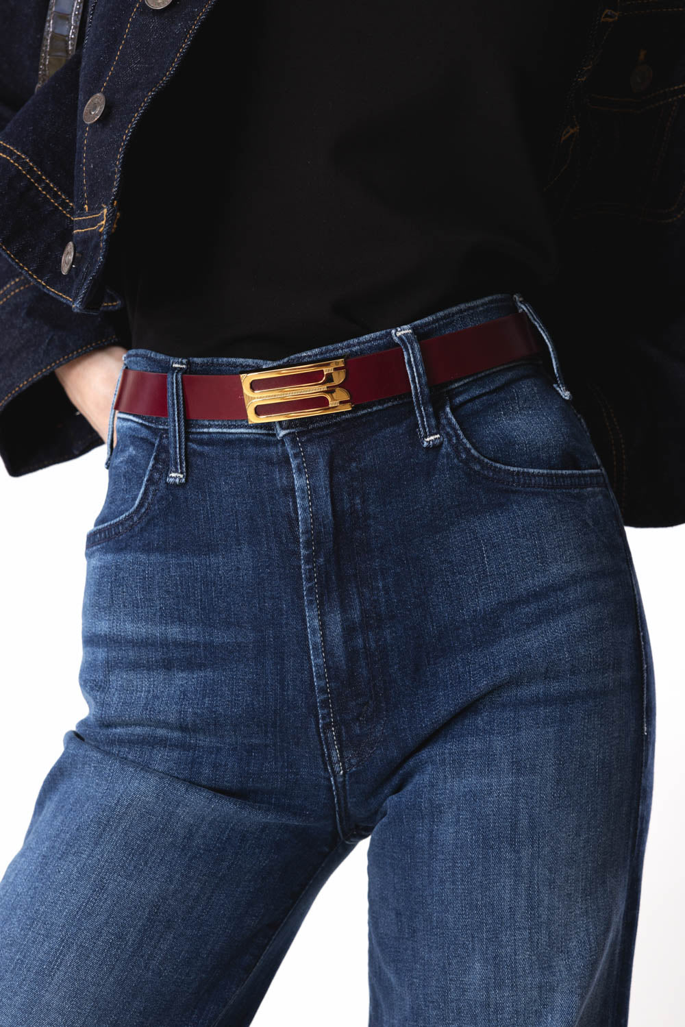 VICTORIA BECKHAM-Frame Belt - Burgundy-