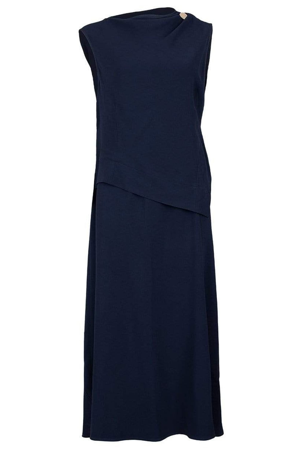 VICTORIA BECKHAM-Drape Midi Dress-BLUE