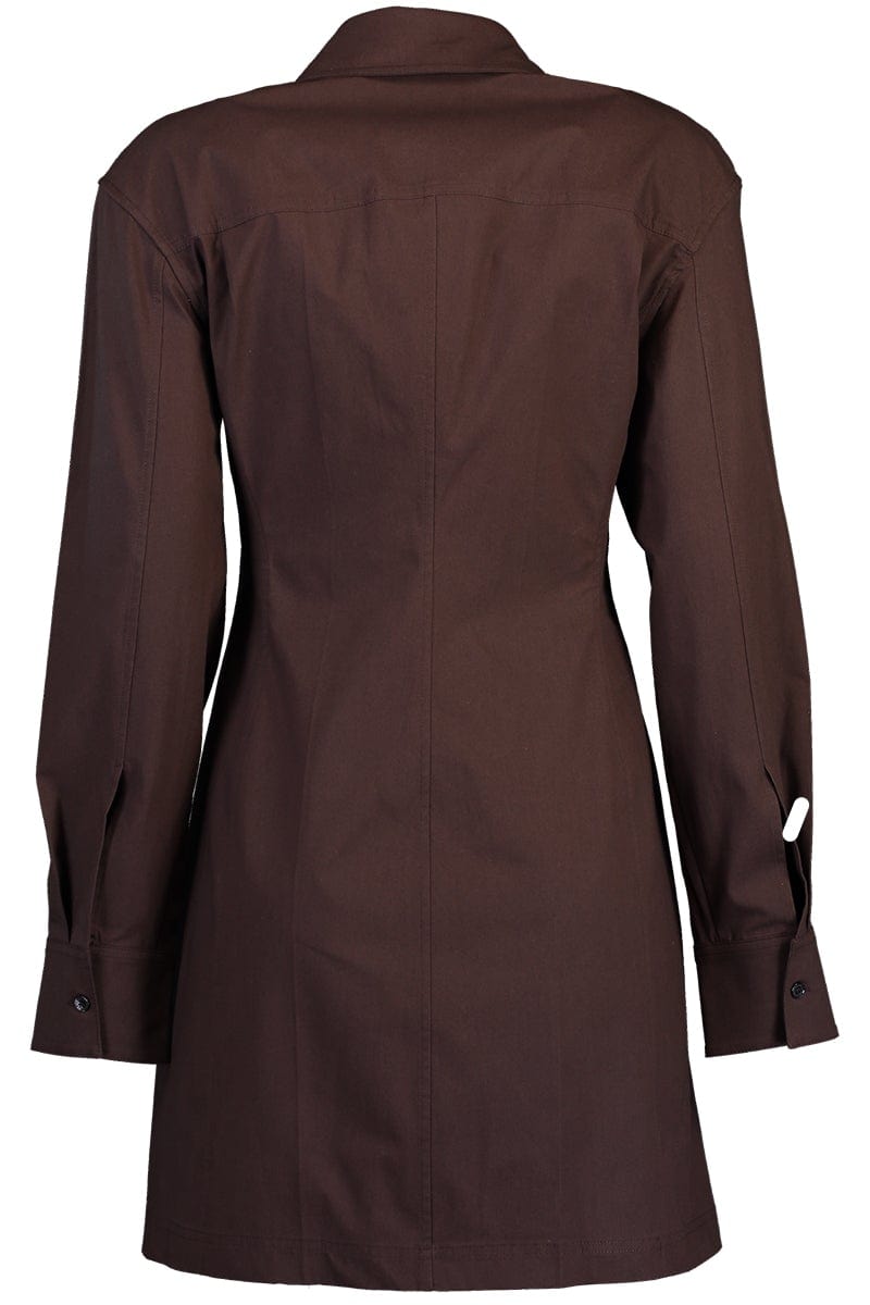 VICTORIA BECKHAM-Fitted Shirt Mini Dress - Chocolate-