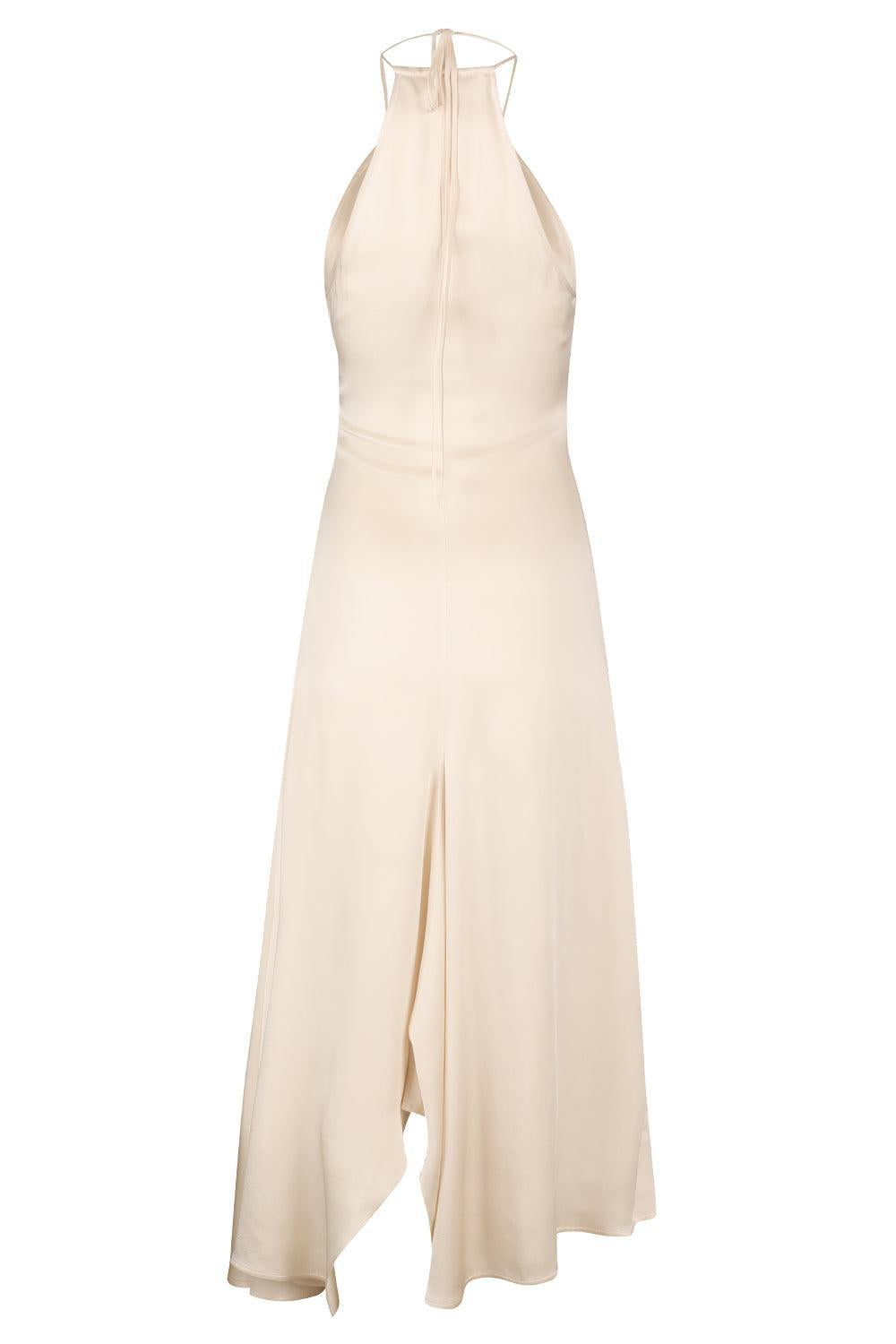 Halterneck Drape Dress-CREAM-2-CLOTHINGDRESSCASUAL-VICTORIA BECKHAM