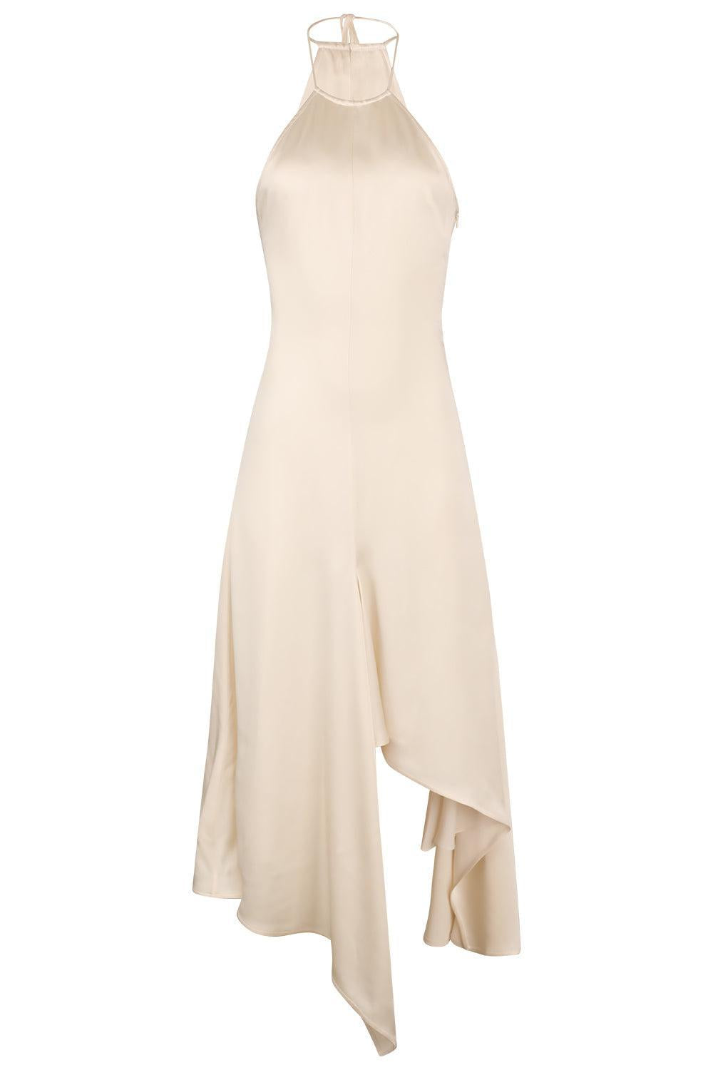 Halterneck Drape Dress-CREAM-2-CLOTHINGDRESSCASUAL-VICTORIA BECKHAM