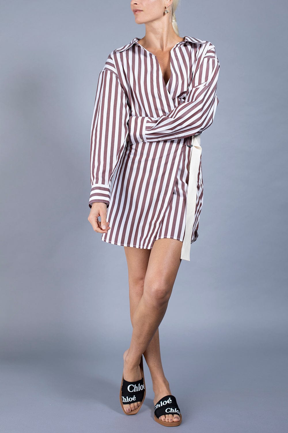 VICTORIA BECKHAM-Wrap Shirt Dress-