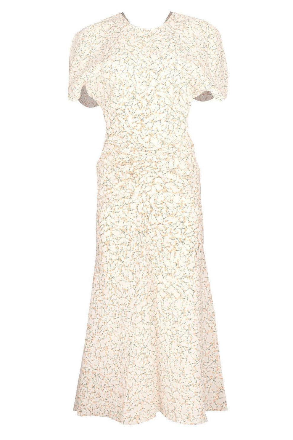 Gathered Waist Midi Dress - Floral Ovation Peach