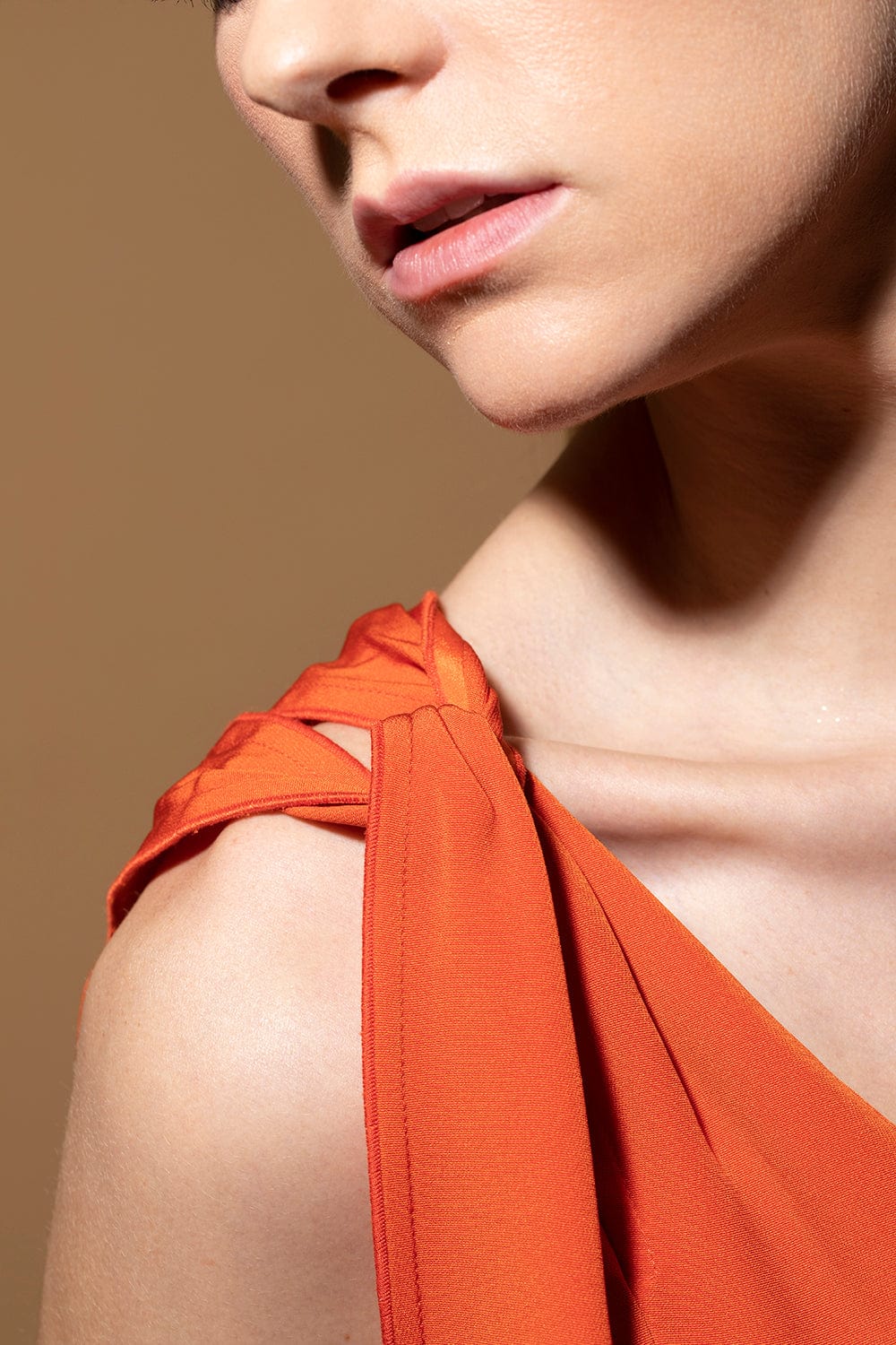 VICTORIA BECKHAM-Twist Shoulder Fit Flare Dress-