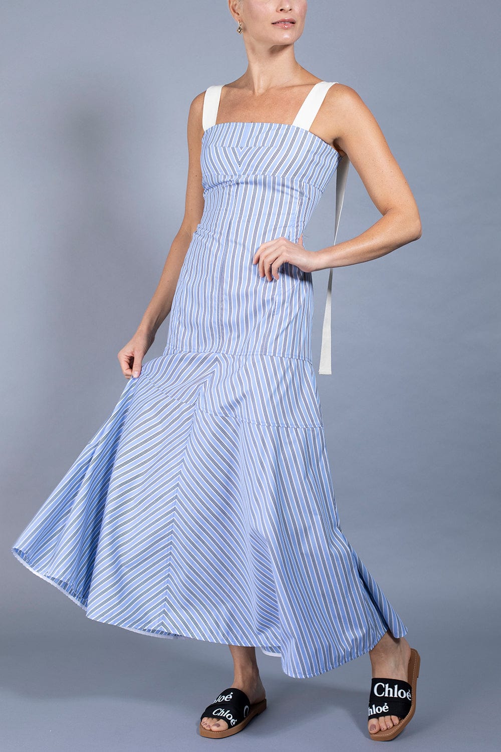 VICTORIA BECKHAM-Paneled Maxi Dress-