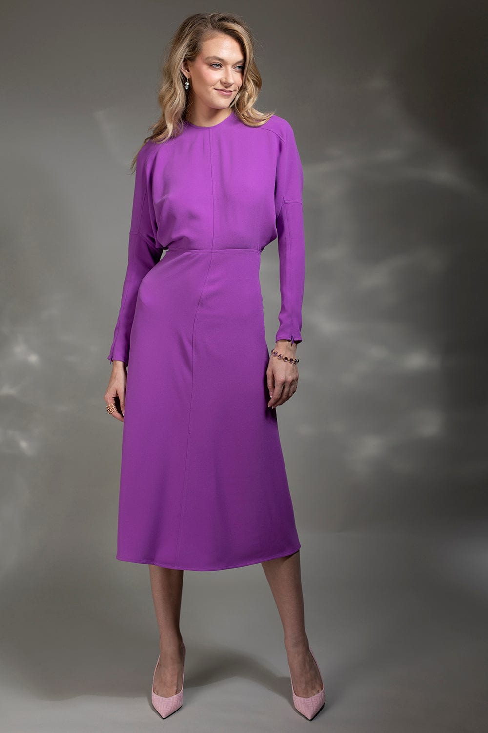 VICTORIA BECKHAM-Long Sleeve Dolman Dress-