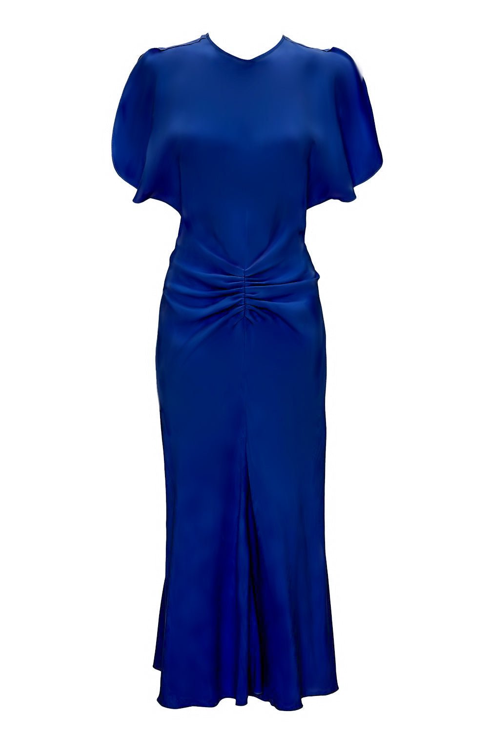 VICTORIA BECKHAM-Gathered Waist Midi Dress - Royal Blue-