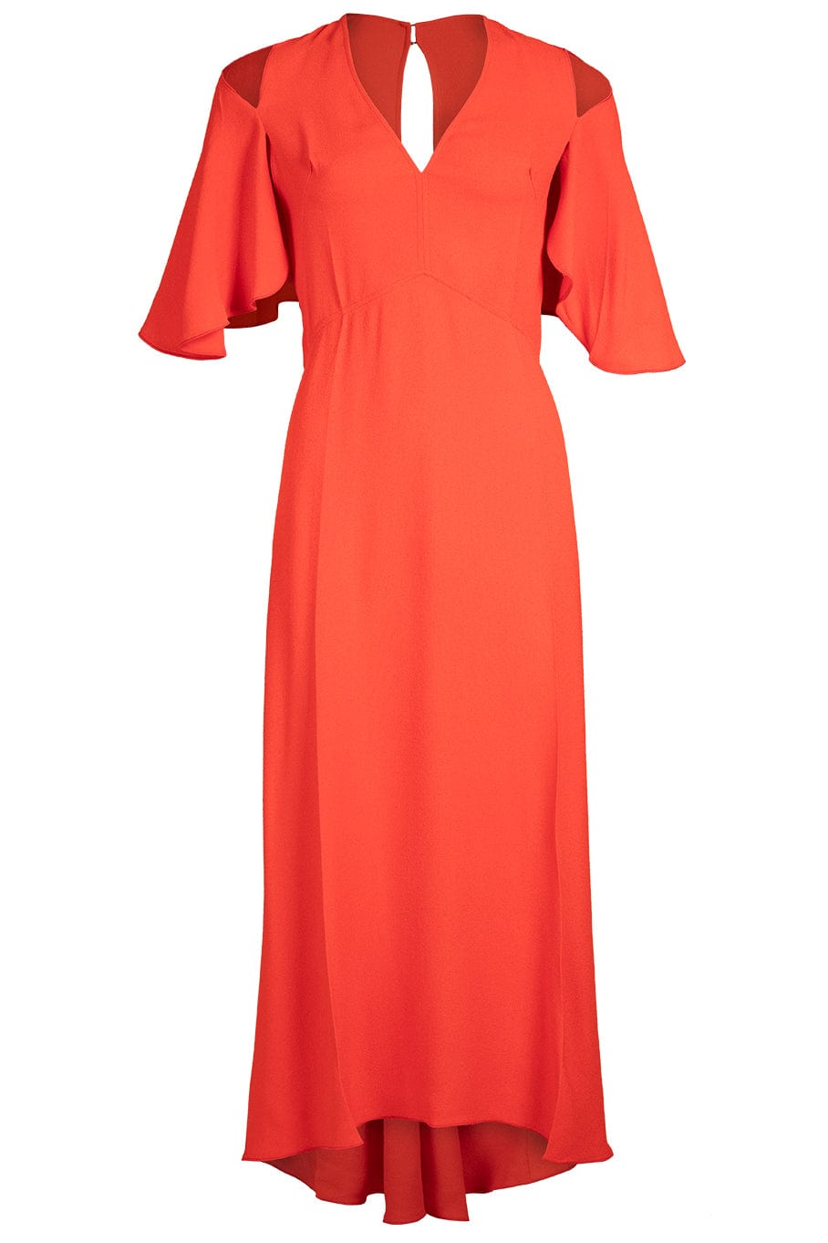 VICTORIA BECKHAM-Keyhole Detail V Neck Midi Dress-
