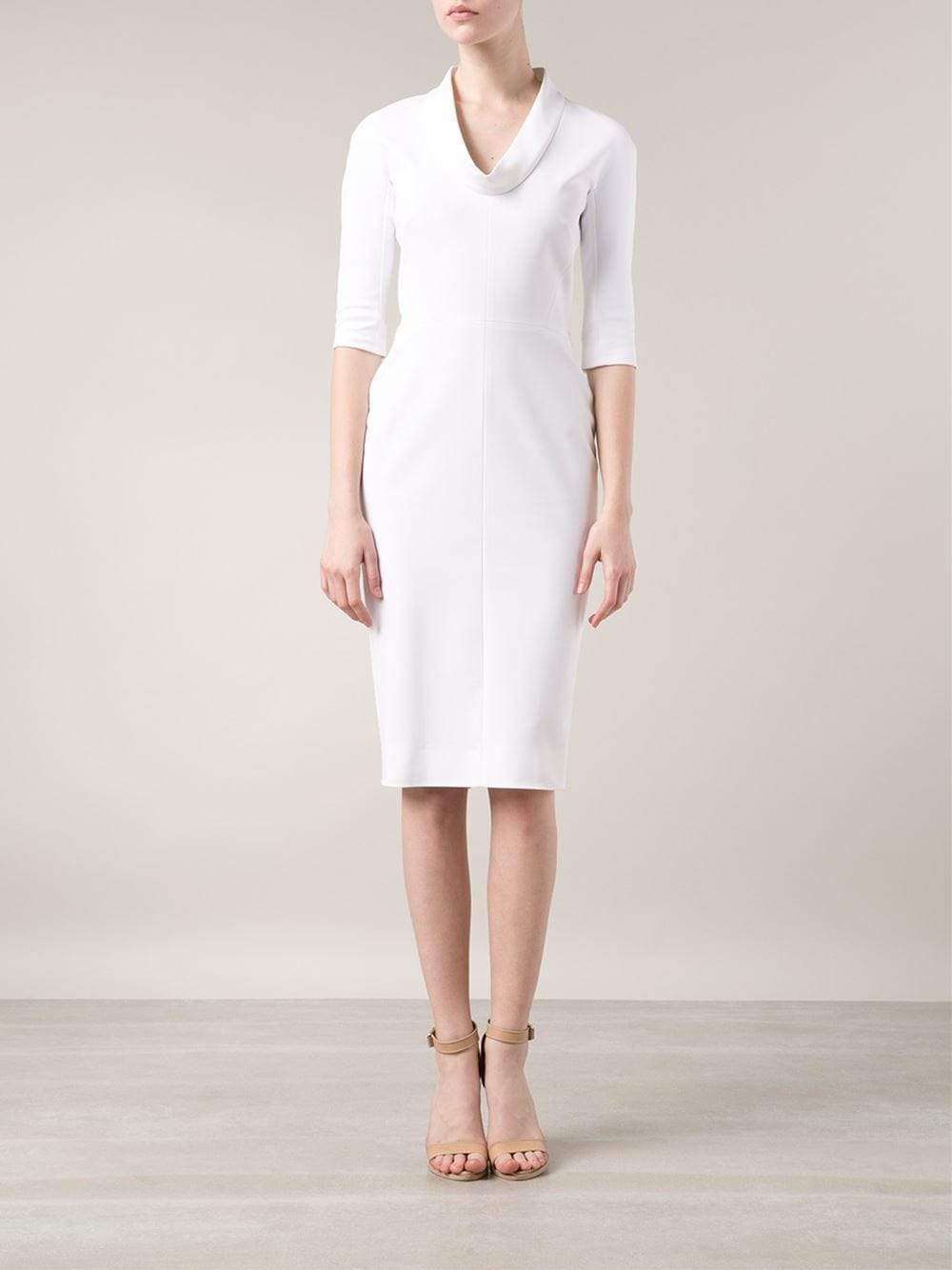 VICTORIA BECKHAM-Drape Neck Fitted Dress-