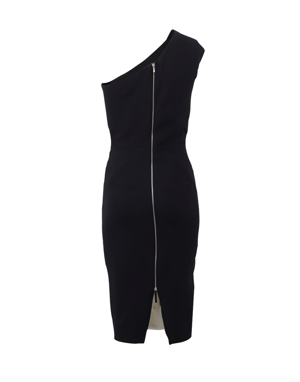 VICTORIA BECKHAM-One Shoulder Color Block Dress-BLK/WHT