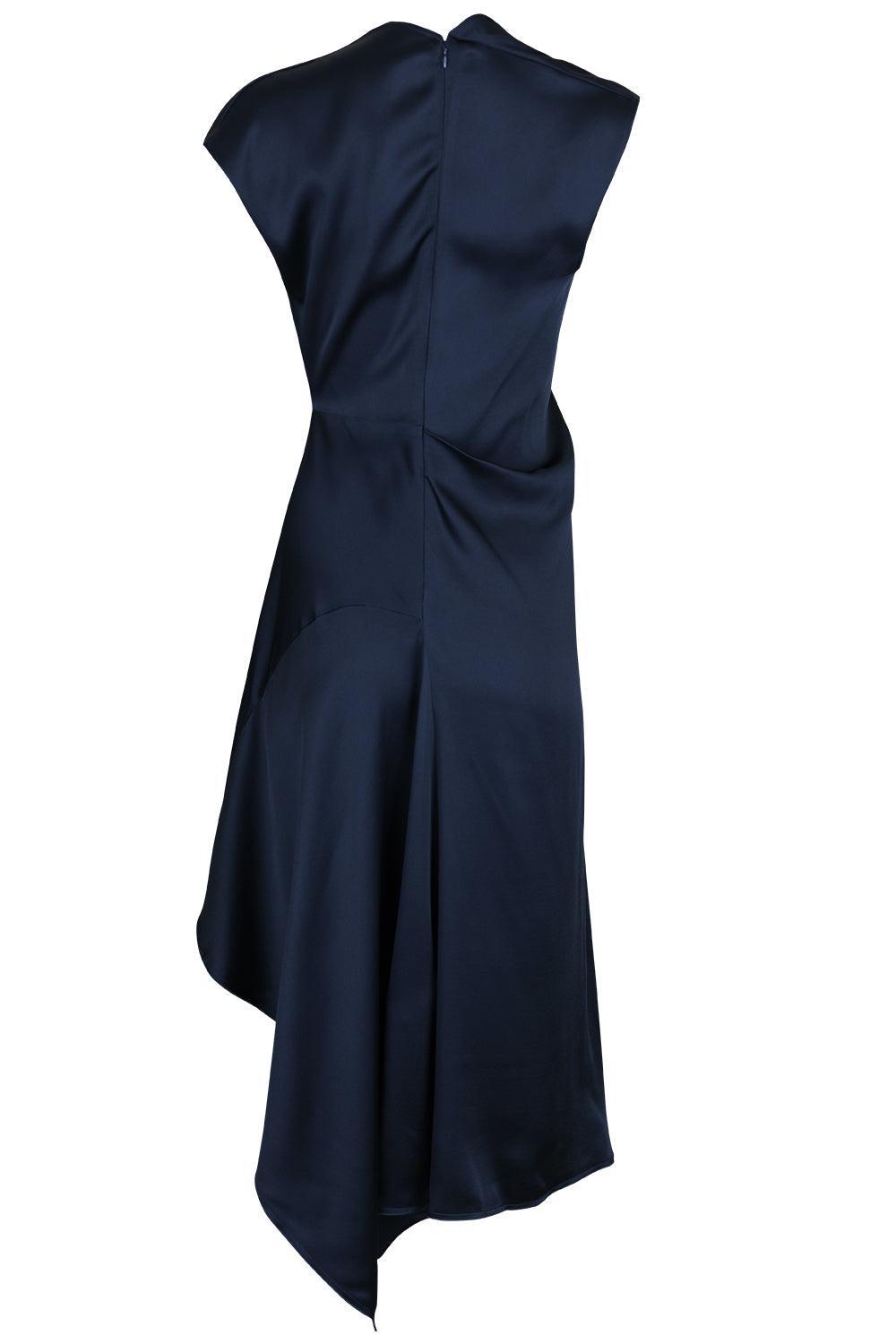 High Neck Drape Midi Dress-BLUE-4-CLOTHINGDRESSCOCKTAIL-VICTORIA BECKHAM