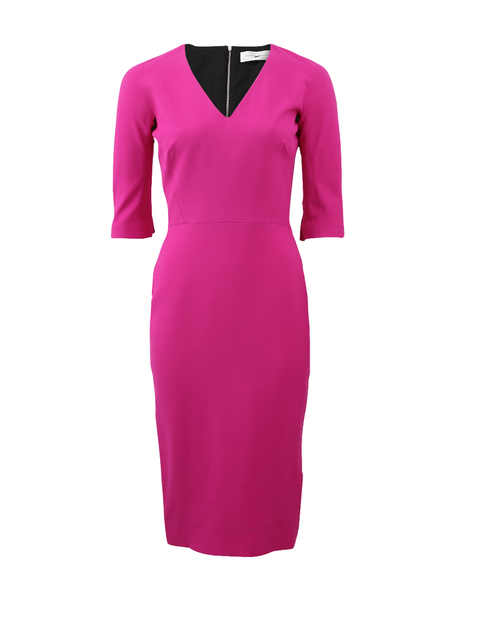 VICTORIA BECKHAM-Three-Quarter Fitted Dress-