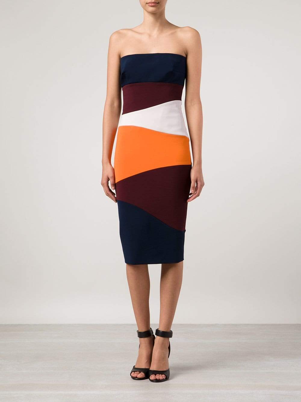 VICTORIA BECKHAM-Panelled Corset Fitted Dress-