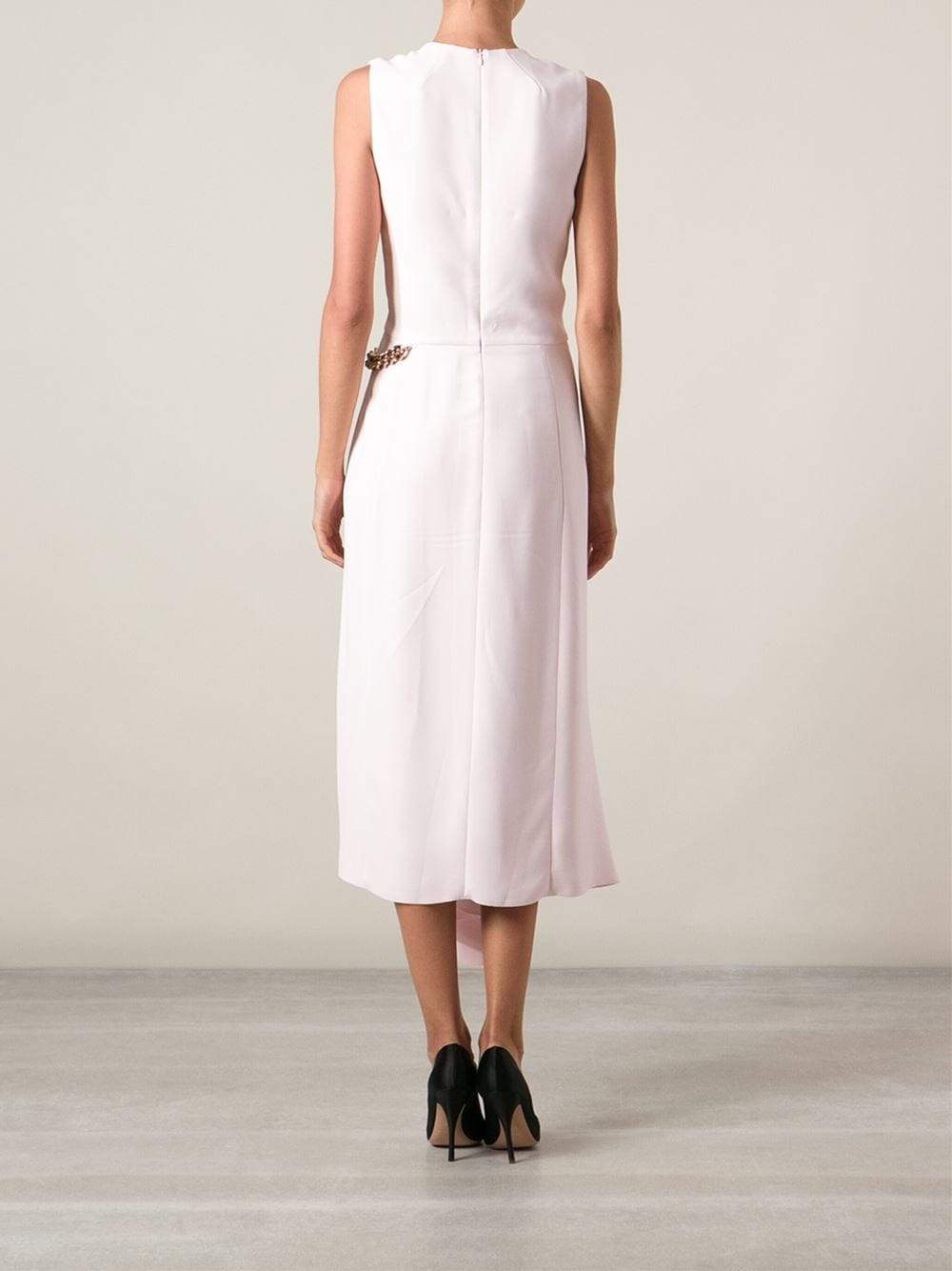 VICTORIA BECKHAM-Front Drape Midi Chain Side Dress-