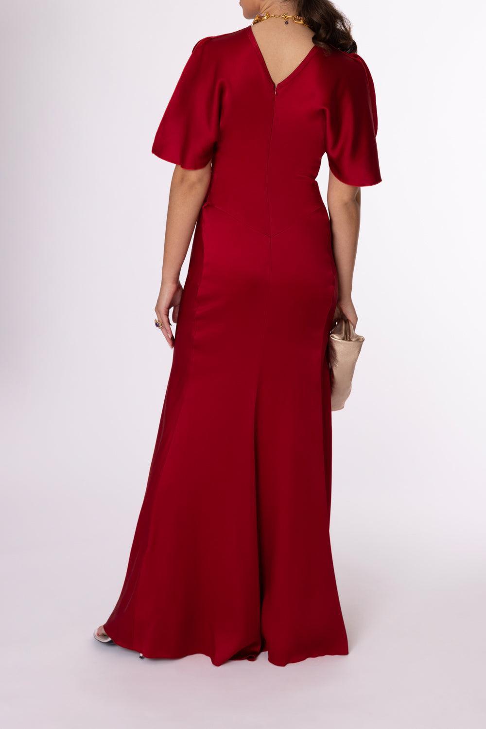 Gathered Waist Gown-ROSE-4-CLOTHINGDRESSGOWN-VICTORIA BECKHAM
