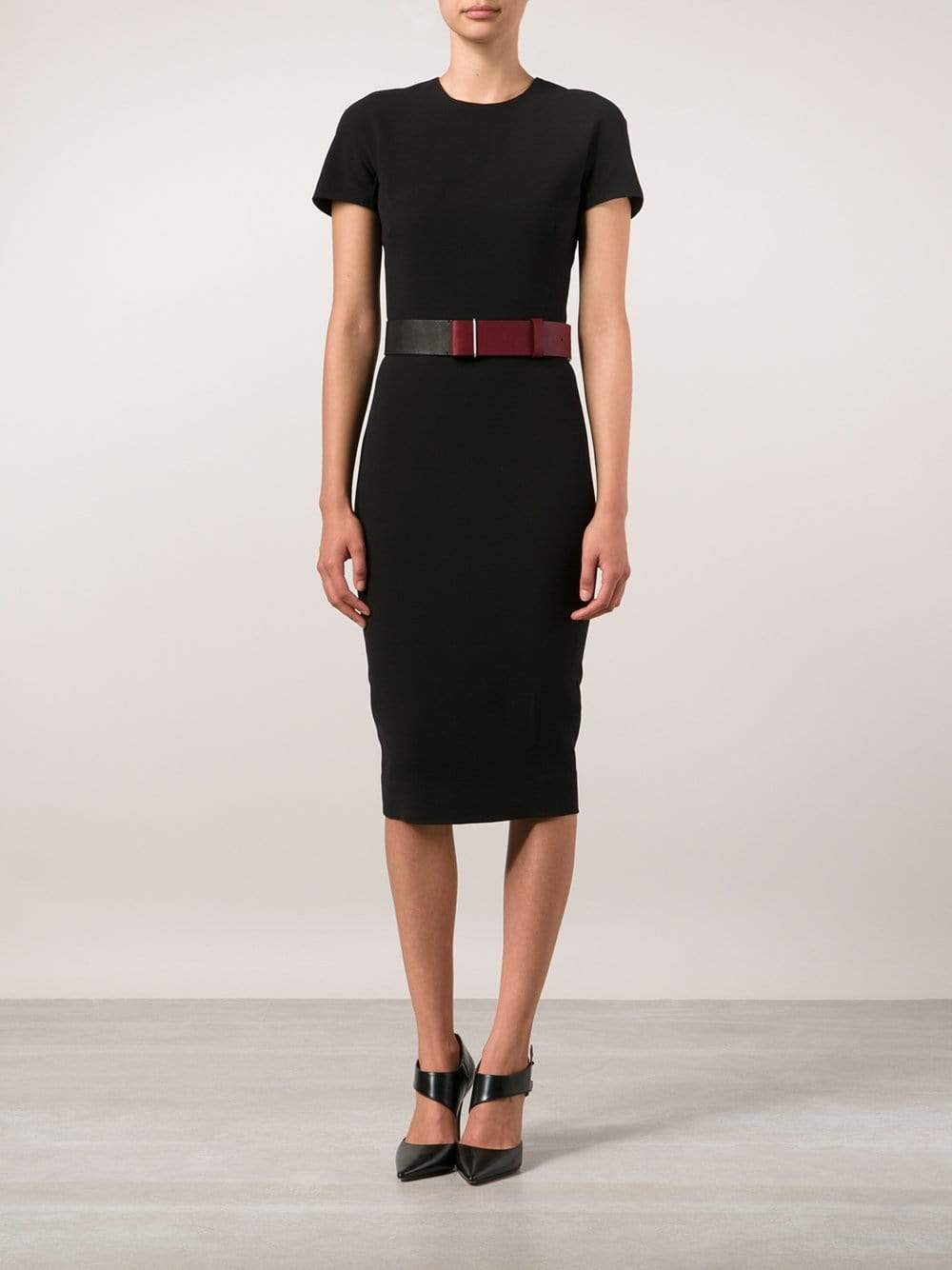 VICTORIA BECKHAM-Belted Crepe Dress-