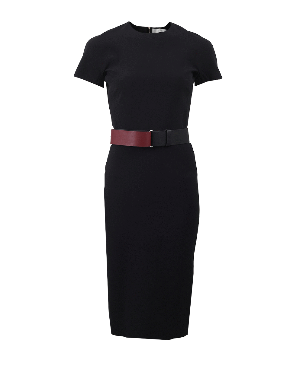 VICTORIA BECKHAM-Belted Crepe Dress-
